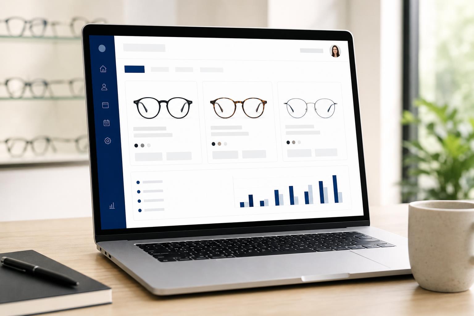 STEINER-Vision Web-App auf dem Laptop des Optikers